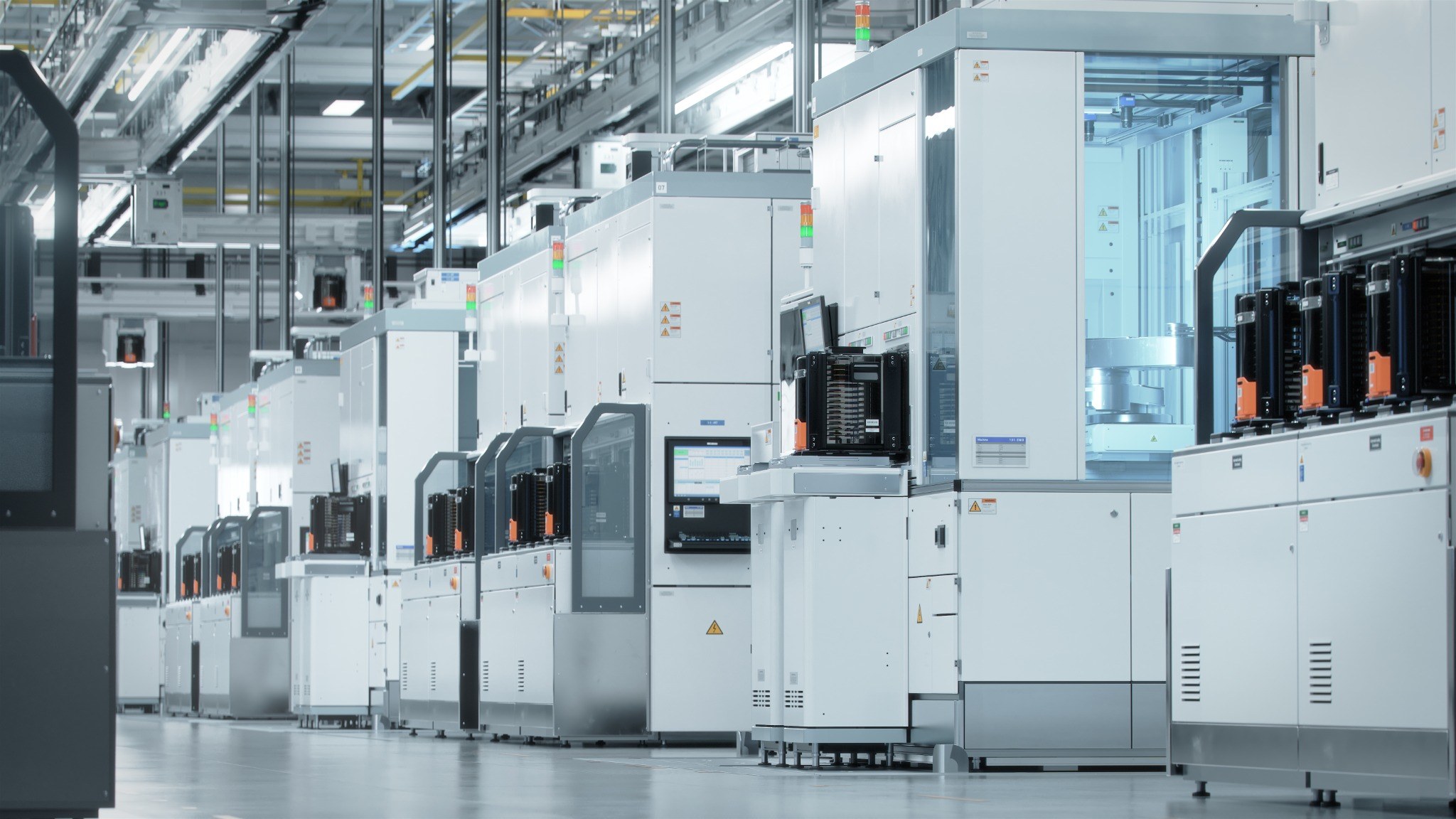 Advanced semiconductor fabrication line in a modern cleanroom